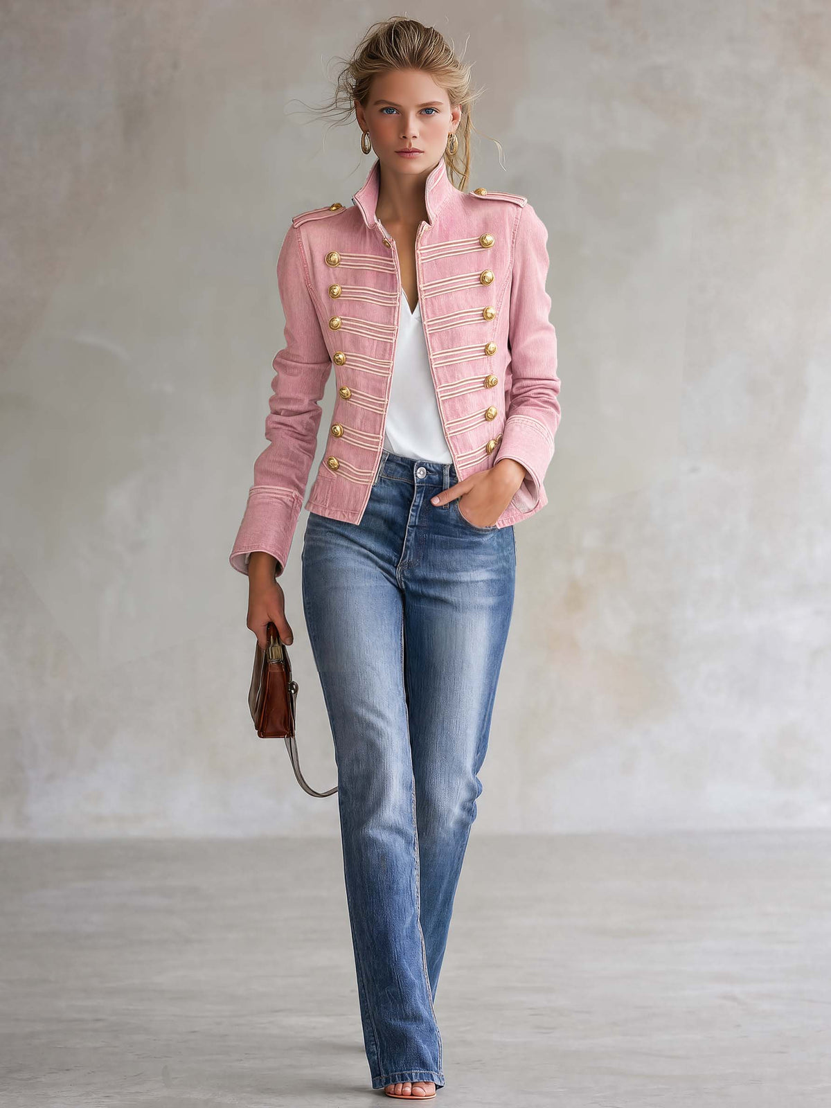 Marion | Chaqueta vaquera de estilo militar con botones dorados
