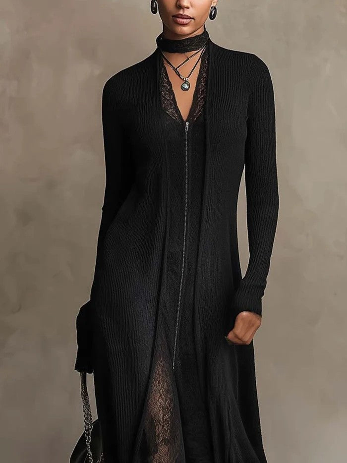 Fosca | Vestido largo elegante de punto con encaje