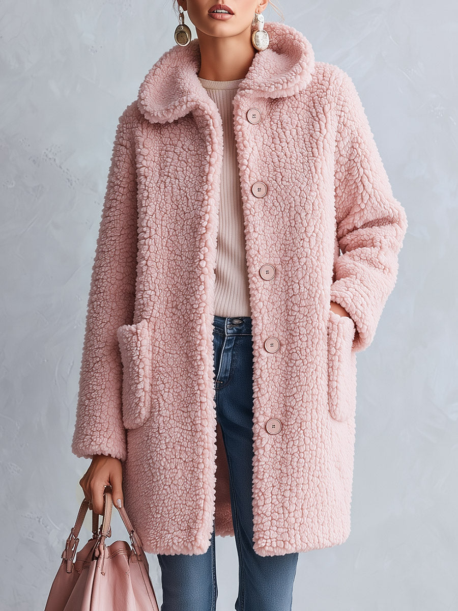 Abrigo polar rosa con capucha