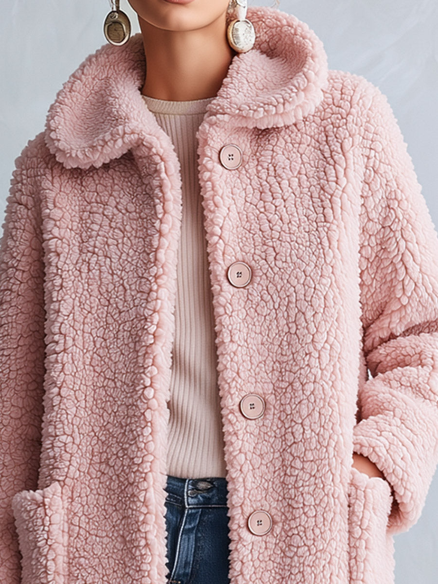 Abrigo polar rosa con capucha