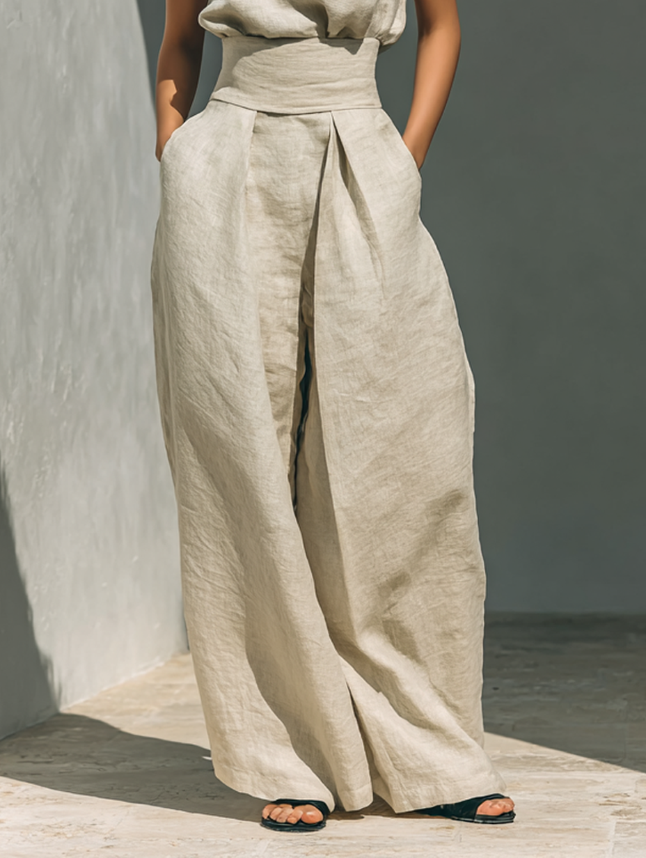 CONJUNTO PANTALÓN ANCHO DE ALGODÓN PARA MUJER