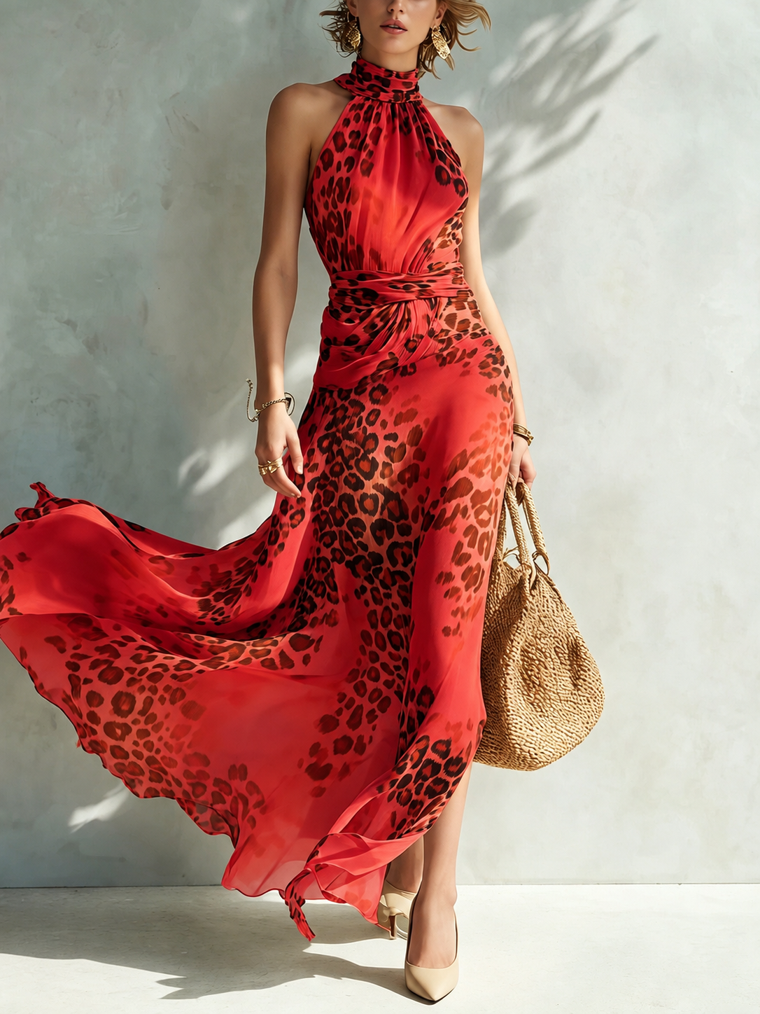 DANIELA | VESTIDO LARGO GLAMUROSO CON ESTAMPADO ANIMAL