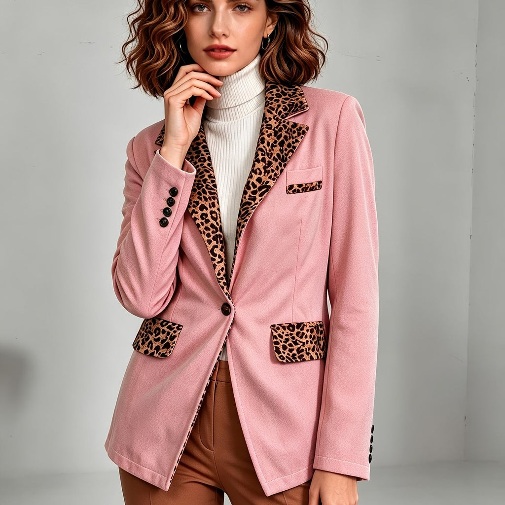 Clementine | Blazer entallado de terciopelo con detalles de leopardo