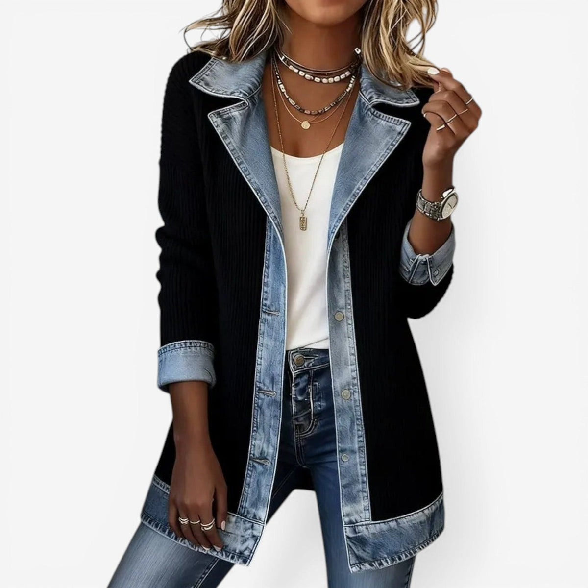 Emilia™ Chaqueta de denim mixto