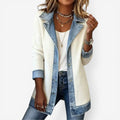 Chaqueta mujer punto y mezclilla – chaqueta casual estilo moderno elegante