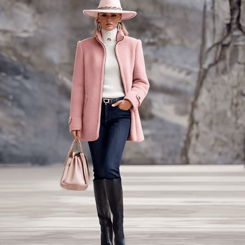 Chaqueta polar rosa vintage con cremallera