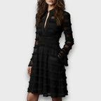 Parisa – Vestido midi con flecos transparentes