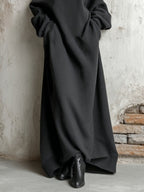 Vestido Maxi Negro de Sudadera con Hombros Descubiertos