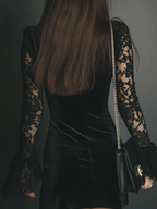 Lunori™ | Vestido mini de terciopelo y encaje Luna