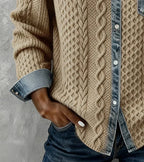 Ambra | Top de punto patchwork con detalles denim
