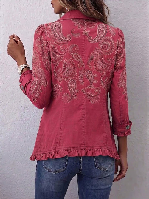 Adoración | Chaqueta de Cachemira Rosa con Volantes