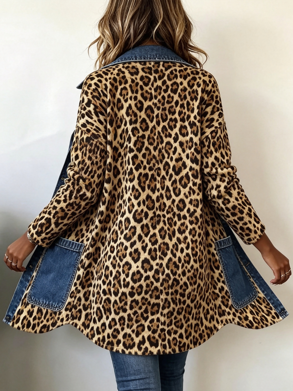 Lorena | Chaqueta Larga de Leopardo con Denim