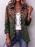 Ramona | Veste Blazer Léopard Vert avec Volants